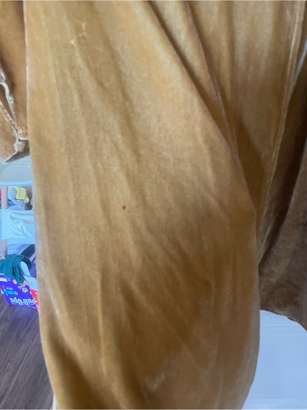 Reformation Chrissy Long Sleeve Velvet Wrap Dress in Caramel - Picture 7 of 11